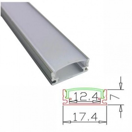 Profil aluminiu 2m usor convex 17.4x7/12.4mm