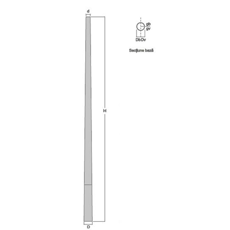 Stalp din beton armat centrifugat cu un singur tronson 14m 14/E/24- pentru linii de medie tensiune, tip ENEL matricola 230255