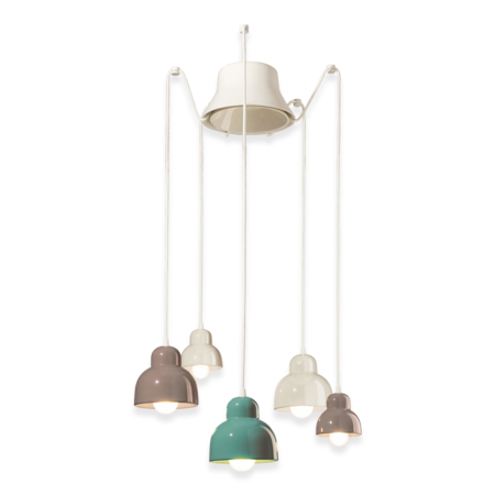 Sospensione 5 luci / 5-lights pendant deco berimbau finish - mix c2608