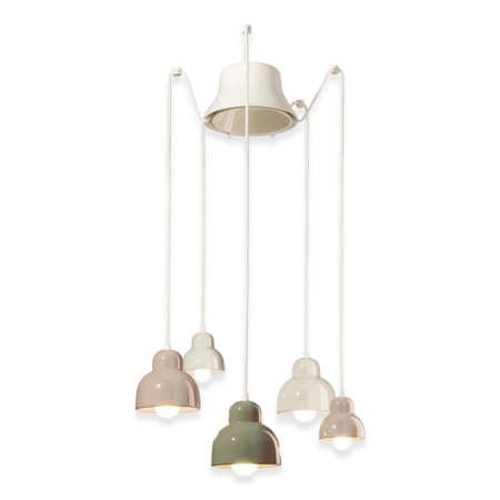 Sospensione 5 luci / 5-lights pendant deco berimbau finish - mix c2606