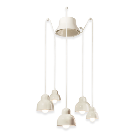 Sospensione 5 luci / 5-lights pendant deco berimbau finish crm - crema c2605