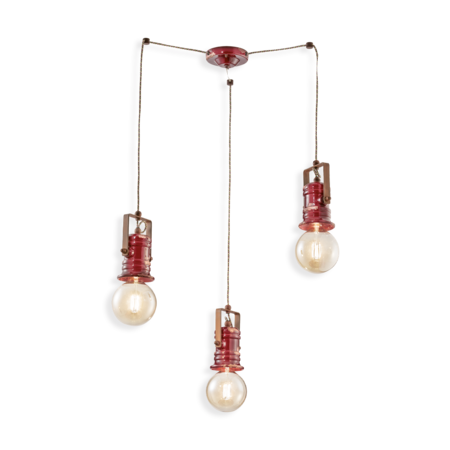 Lustra, lampa suspendata con 3 luci retro urban finish vix - vintage bordeaux c1841