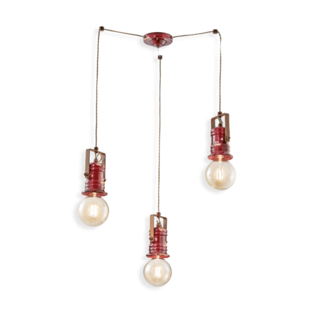 Lustra, lampa suspendata CON 3 LUCI RETRO URBAN FINISH VIX - VINTAGE BORDEAUX C1841