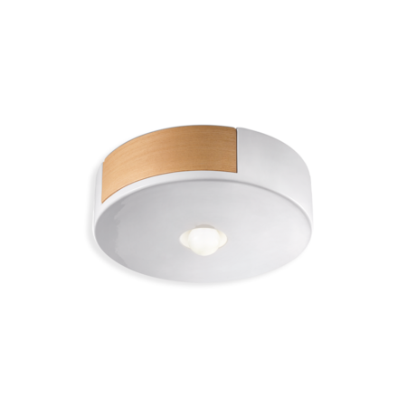 Plafoniera con legno / ceiling lamp retro mateca finish 05 - smalto bianco c1790