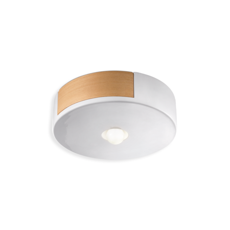 PLAFONIERA CON LEGNO / CEILING LAMP RETRO MATECA FINISH 05 - SMALTO BIANCO C1790