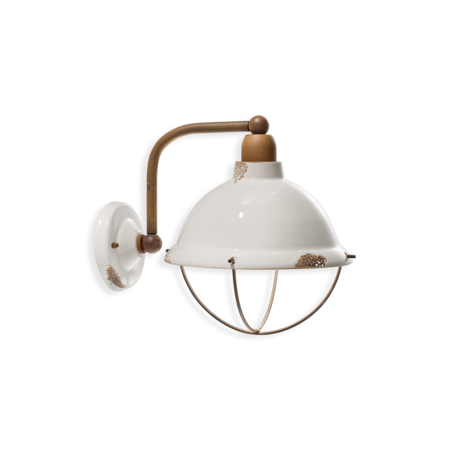 APPLIQUE CON GABBIA / WALL LAMP RETRO INDUSTRIAL FINISH VIB - VINTAGE BIANCO C1681