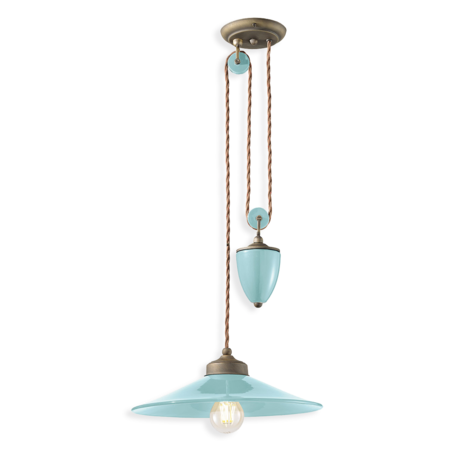 Lampa suspendata sospensione d.35 / rise and fall pendant d.35 retro colors finish azz - azzurro c1632