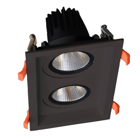 Spot led dublu patrat reglabil 2x30w 230v 4000k negru