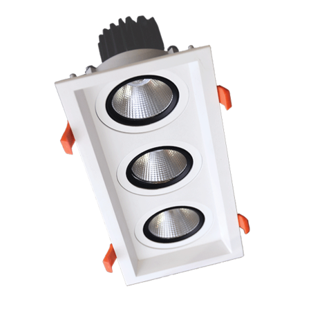 Spot led triplu patrat reglabil 3x30w 230v 3000k alb