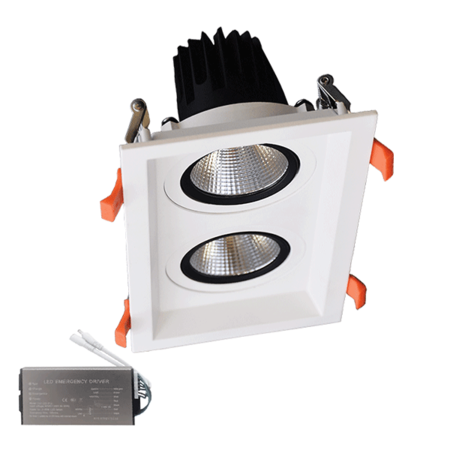 SPOT LED DUBLU 2X30W 230V 3000K WH+KIT EMERGENTA