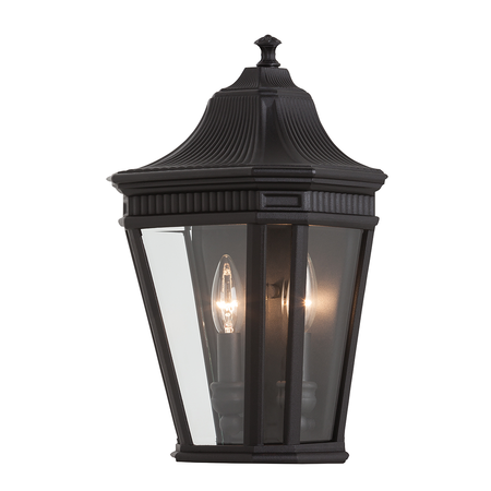 Aplica cotswold lane 2 light half wall lantern – black