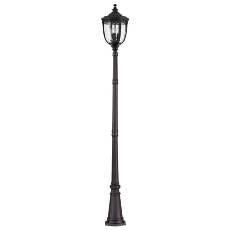 Stalp decorativ pentru exterior, iluminat gradini parcuri, English Bridle 3 Light Large Lamp Post – Black