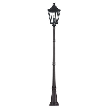 Stalp decorativ pentru exterior, iluminat gradini parcuri, cotswold lane 3 light large post – black