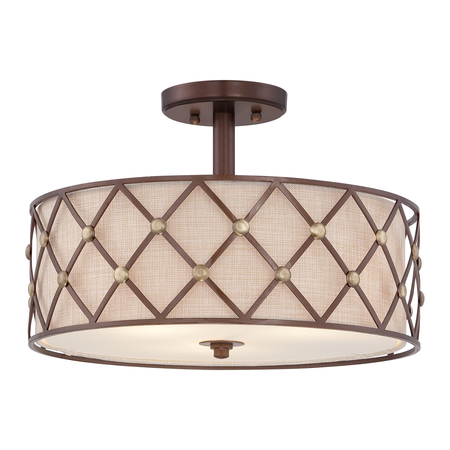 Plafoniera Brown Lattice 3 Light Semi-Flush