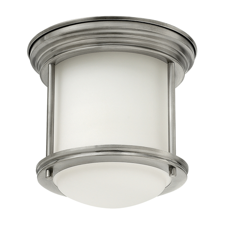 Corp de iluminat decorativ pentru exterior, Hadrian 1 Light Flush Mount – Opal Glass – Antique Nickel