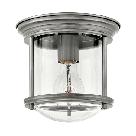 Corp de iluminat decorativ pentru exterior, hadrian 1 light flush mount – clear glass – antique nickel