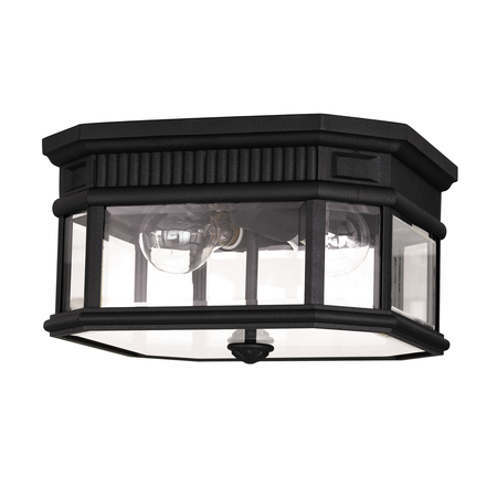 Corp de iluminat decorativ pentru exterior, Cotswold Lane 2 Light Flush Ceiling Mount – Black