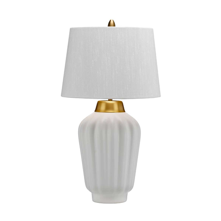 Veioza Bexley 1 Light Table Lamp – White & Brushed Brass