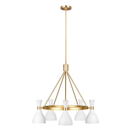 Corp de iluminat suspendat, lustra joan 5 light chandelier – matte white & burnished brass