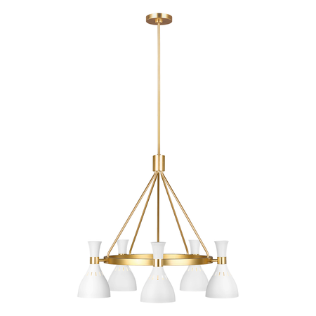 Corp de iluminat suspendat, lustra Joan 5 Light Chandelier – Matte White & Burnished Brass