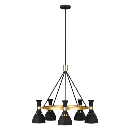 Corp de iluminat suspendat, lustra joan 5 light chandelier – midnight black & burnished brass