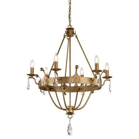 Corp de iluminat suspendat, lustra Windsor 6 Light Chandelier – Gold Patina