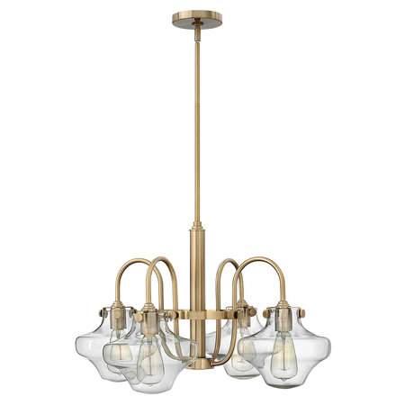 Corp de iluminat suspendat, lustra Congress 4 Light Clear Glass Chandelier – Brushed Caramel