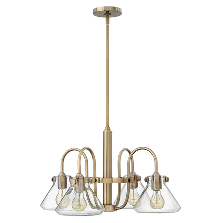 Corp de iluminat suspendat, lustra Congress 4 Light Clear Glass Chandelier – Brushed Caramel