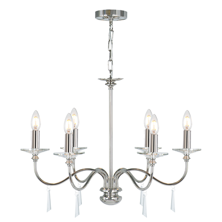 Corp de iluminat suspendat, lustra Finsbury Park 6 Light Chandelier – Polished Nickel