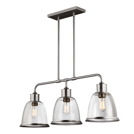 Corp de iluminat suspendat, lustra Hobson 3 Light Island Chandelier Satin Nickel