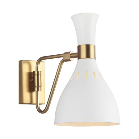 Aplica Joan 1 Light Wall Light – Matte White & Burnished Brass