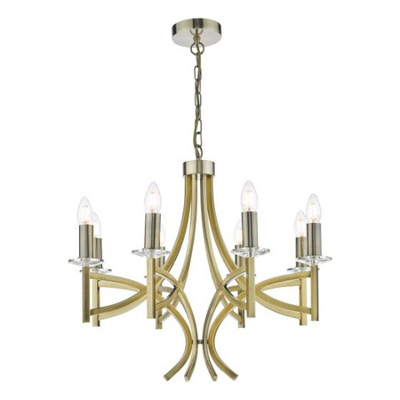 Lampa suspendata Lyon 8 Light Armed Fitting Antique Brass Crystal