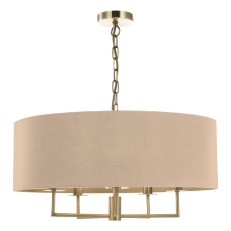 Lampa suspendata Jamelia 5 Light Shadelier Antique Brass Taupe Shade