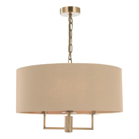 Lampa suspendata jamelia 3 light shadelier antique brass taupe shade