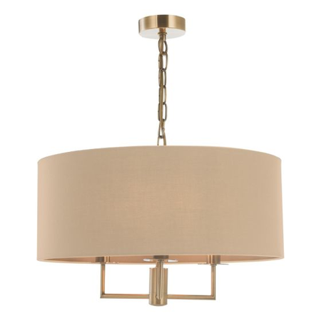 Lampa suspendata Jamelia 3 Light Shadelier Antique Brass Taupe Shade