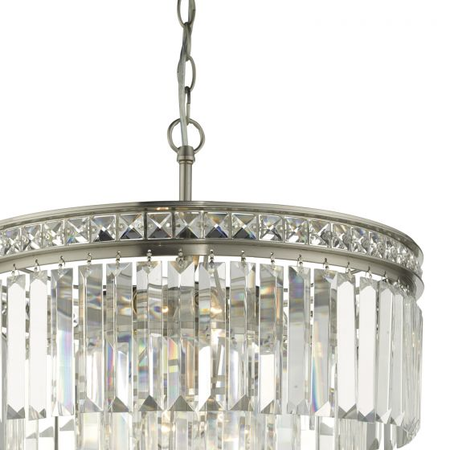 Lampa suspendata vyana 4 light 4 tier pendant brushed nickel and crystal droppers