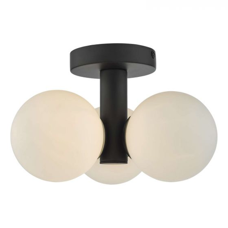 Plafoniera Blake Bathroom 3 Light Semi Flush Matt Black Opal Glass