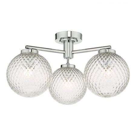 Plafoniera Wayne Bathroom 3 Light Semi Flush Polished Chrome Glass IP44