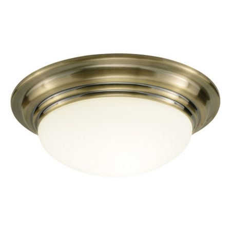 Plafoniera Barclay Large Bathroom Flush Antique Brass Opal Glass IP44