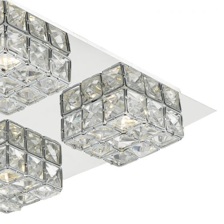 Lampa tavan imogen led flush glass faceted squares polished chrome frame