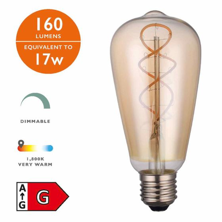 Sursa de iluminat (Pack of 5) LED Rustika Light Bulb (Lamp) ES/E27 4W 160LM