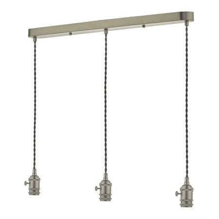 Lampa suspendata 3 light bar suspension antique chrome with grey cable