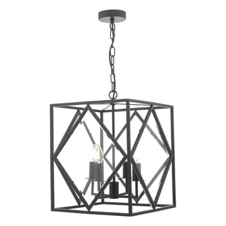 Lampa suspendata Jepsen 4 Light Lantern Black & Bevelled Edge Glass