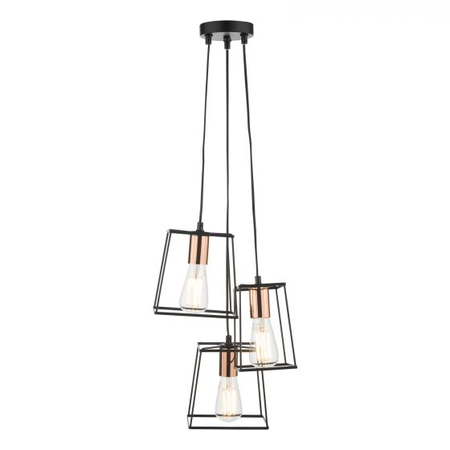 Lampa suspendata tower 3 light cluster pendant black & copper