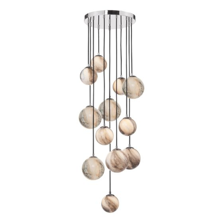 Lampa suspendata mikara 12 light cluster pendant polished chrome glass 1.5m