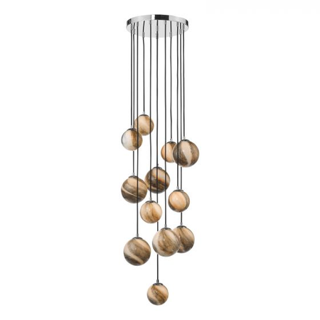 Lampa suspendata mikara 12 light cluster pendant polished chrome glass 2.5m