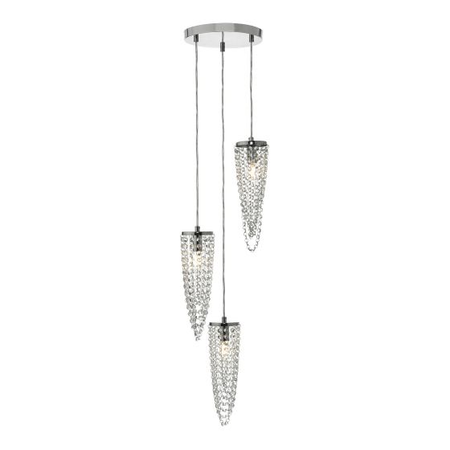 Lampa suspendata nuala 3 light cluster pendant polished chrome & crystal