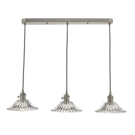 Lampa suspendata Hadano 3 Light Antique Chrome Suspension With Flared Glass Shades