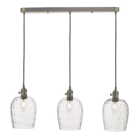 Lampa suspendata hadano 3 light antique chrome suspension with dimpled glass shades