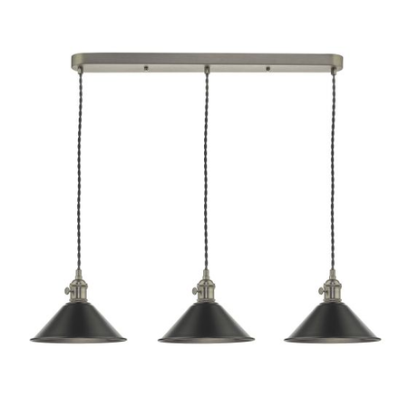 Lampa suspendata Hadano 3 Light Antique Chrome Suspension With Antique Petwer Shades